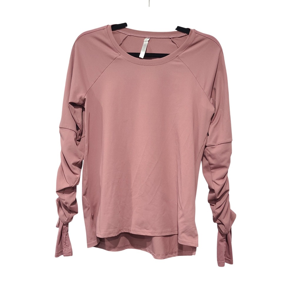 Fabletics Womens Mauve Ruched Long Sleeve Performance Top  Size M